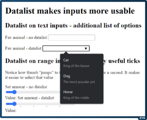 Datalist makes inputs more usable
