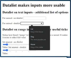 Datalist makes inputs more usable