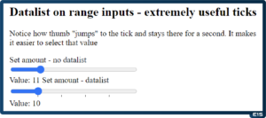 Datalist on Range Inputs Chrome Desktop