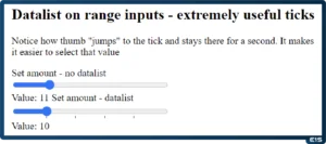 Datalist on Range Inputs Chrome Desktop