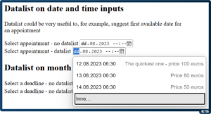 Datalist on datetime inputs in Edge