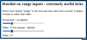 Datalist on range inputs Firefox