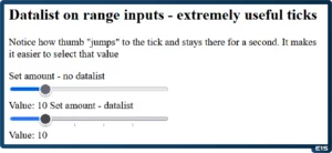 Datalist on range inputs Firefox