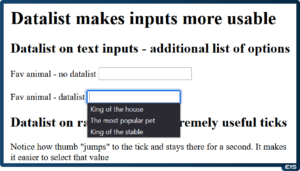 Datalist on text inputs