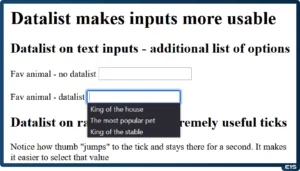 Datalist on text inputs