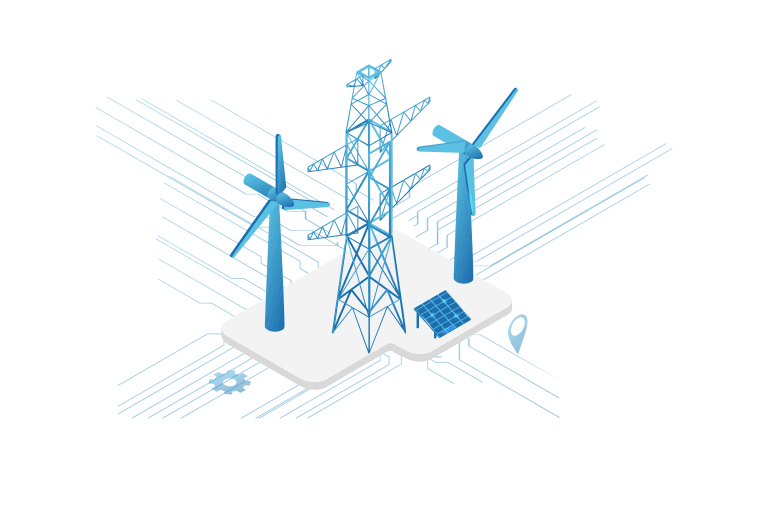 Illustration of energy and utilities and manufacturing technology