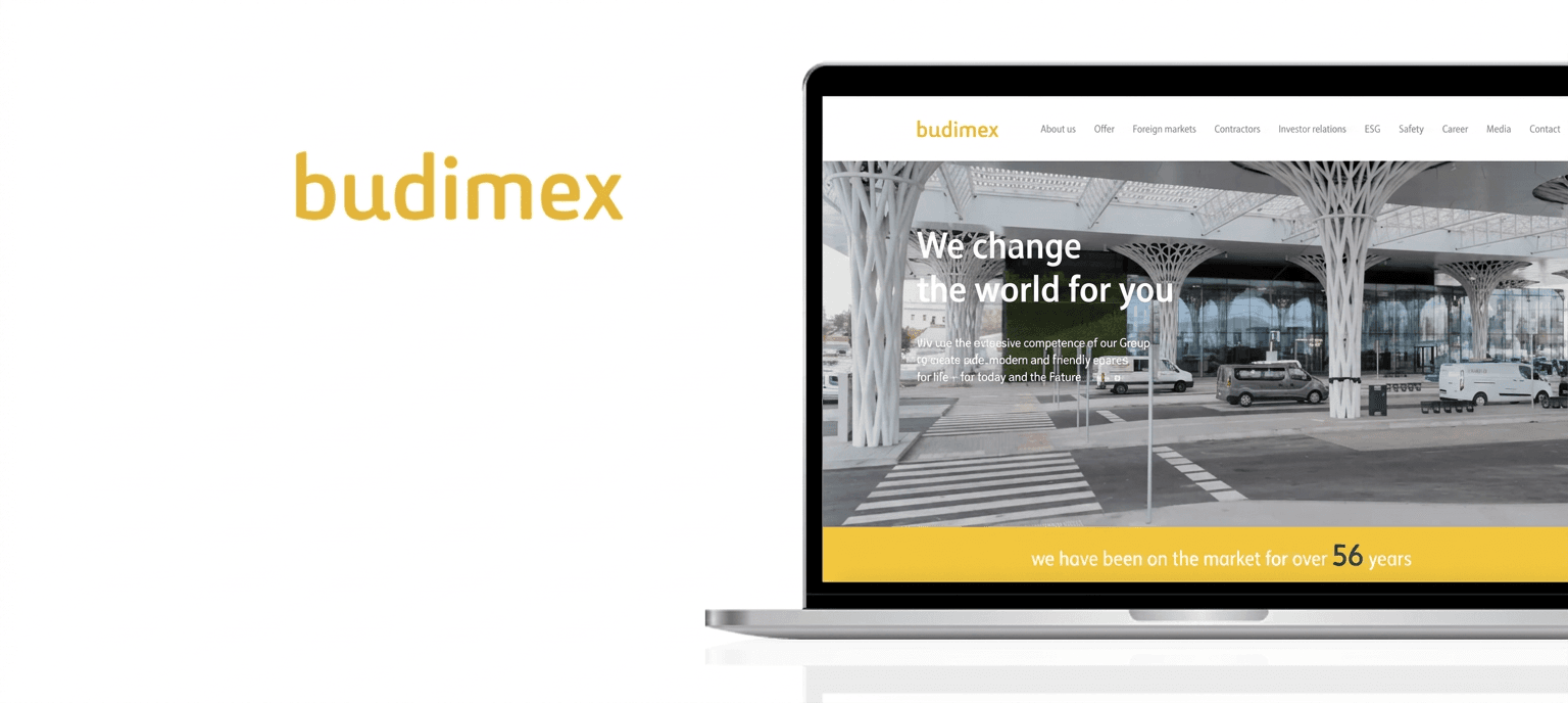 Budimex case study laptop mockup