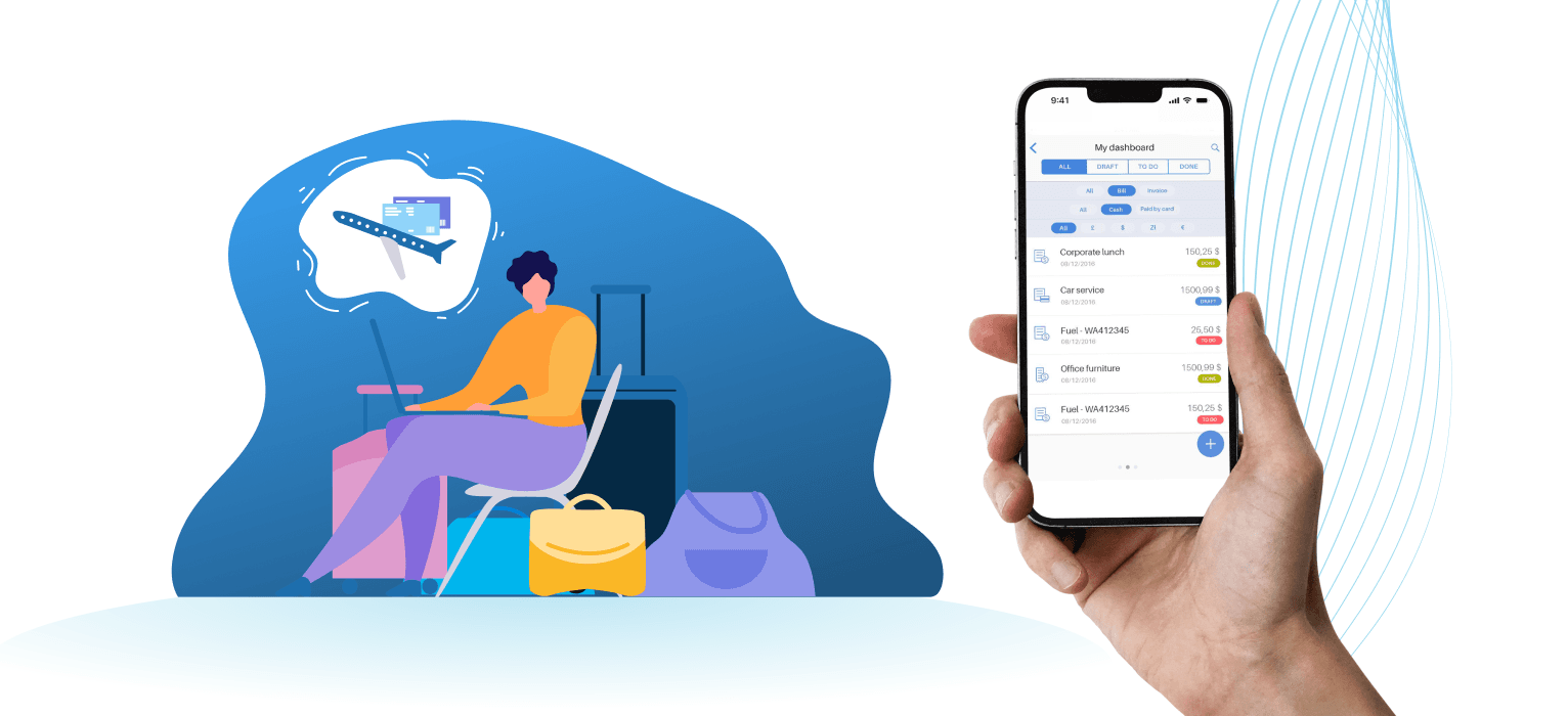 Business trip manager app mobile mockup