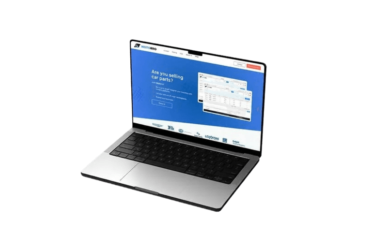 Motorro case study laptop illustration showing Motorro website