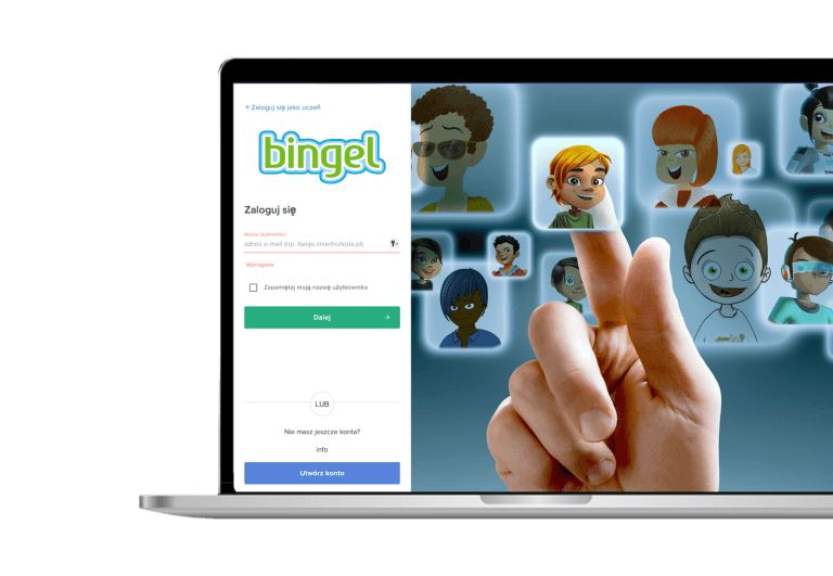 Platforma edukacyjna Bingel – ekran logowania ucznia